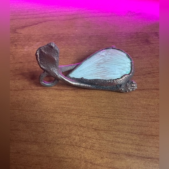 Lucky and Unusual Copper Electroform Real Wishbone and stone Pendant - Picture 3 of 5